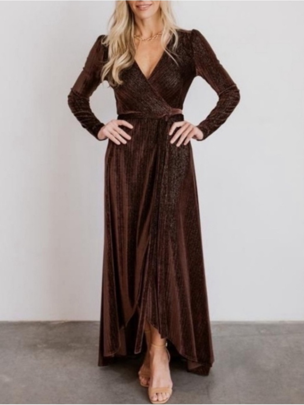Baltic Born NWT Serena Brown Shimmer Velvet Wrap Dress